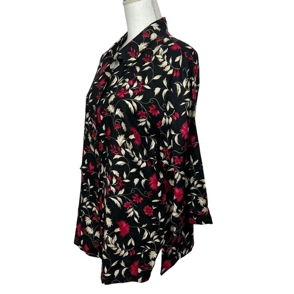 Charter Club Women’s Button Blouse Sz 16 Multi Color Floral Print 100% Linen - Picture 3 of 11